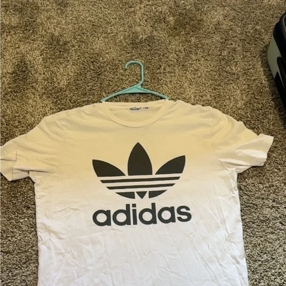 Adidas White Tee with Black Trefoil Logo Approx L - Picture 6 of 6